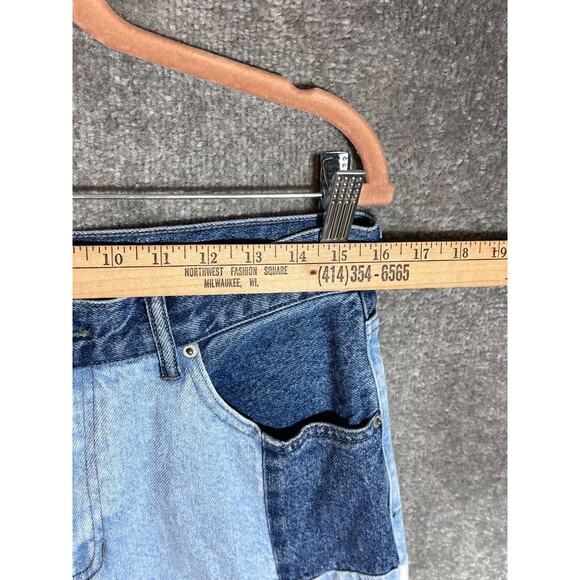 PacSun Vintage Loose Jeans Mens Size 31x29 Blue White Patchwork Straight Leg - Picture 9 of 12